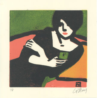 Linogravure - Smartphone mur vert - 8 ex.